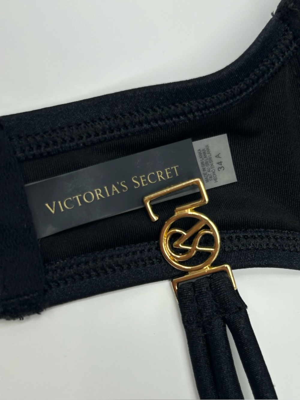 Victoria's Secret Black Strappy Halter Bombshell Push-Up Bikini Top 34A - Picture 8 of 8